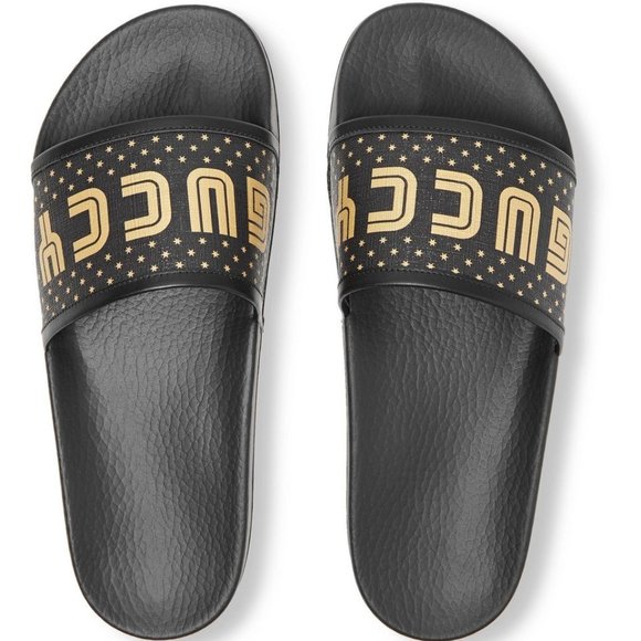 Gucci x SEGA Slides Gold/Black - Size 8 NWB